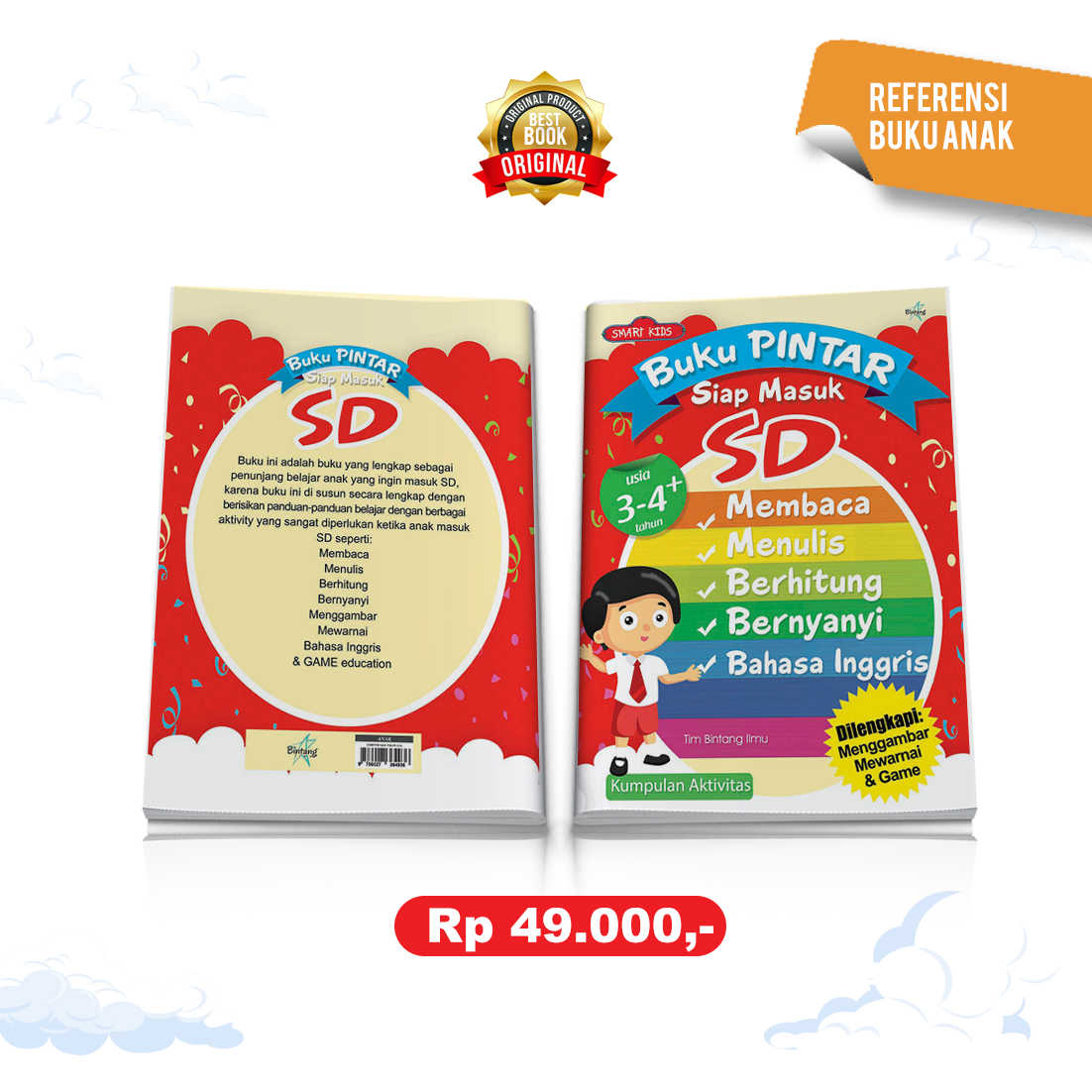 Buku Pintar Siap Masuk SD, membaca, menulis, berhitung, bernyanyi, b.inggris